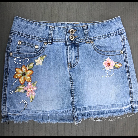 Angels Dresses & Skirts - Angels Jean Mini Skirt Distressed